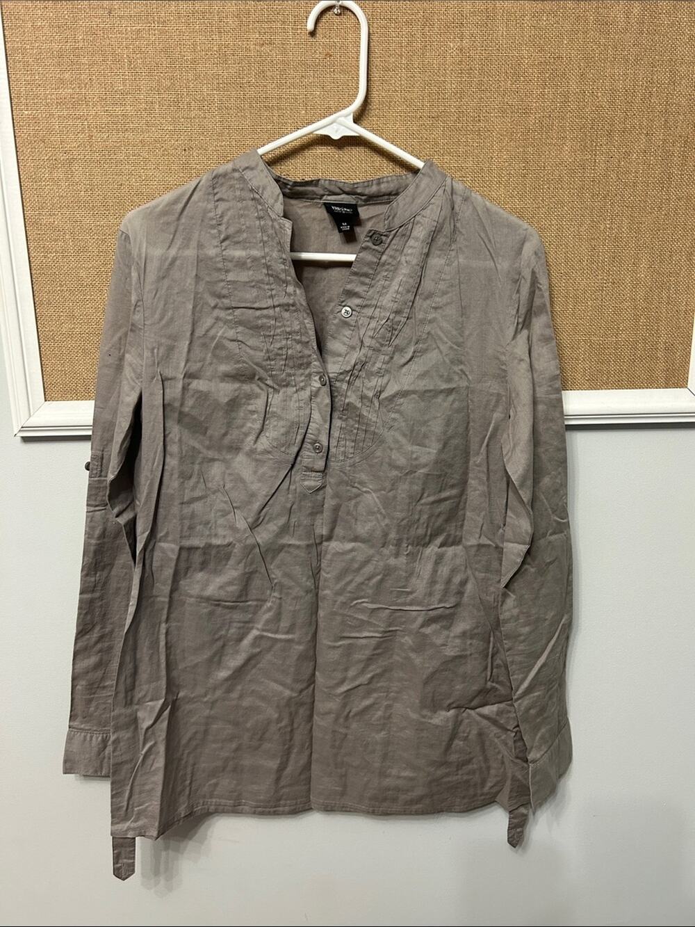 Mossimo Supply Co. Taupe Long-Sleeve Henley Tunic